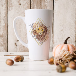 Taza De Café Latte Leo Astrología Signo Zodiacal Acuarela | Monograma