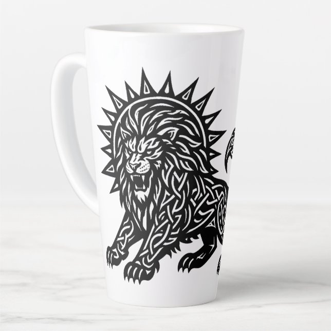 Taza De Café Latte Leo Zodíaco Sol‑Melena León | BurnsInHell (Ángulo izquierdo)