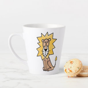 Taza De Café Latte león lindo dibujos animados niños retro safari sel