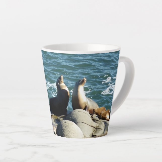 Taza De Café Latte Leones del mar de San Diego (Ángulo derecho)