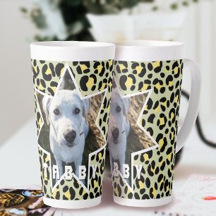 Taza De Café Latte Leopard Yellow Black Photo Personalized
