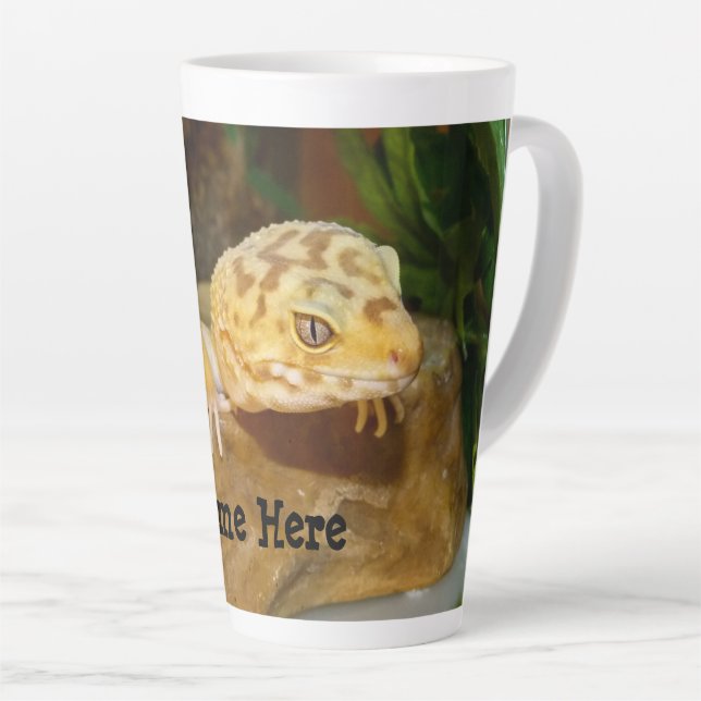 Taza De Café Latte Leopardo Gecko Lizard personalizado (Ángulo derecho)