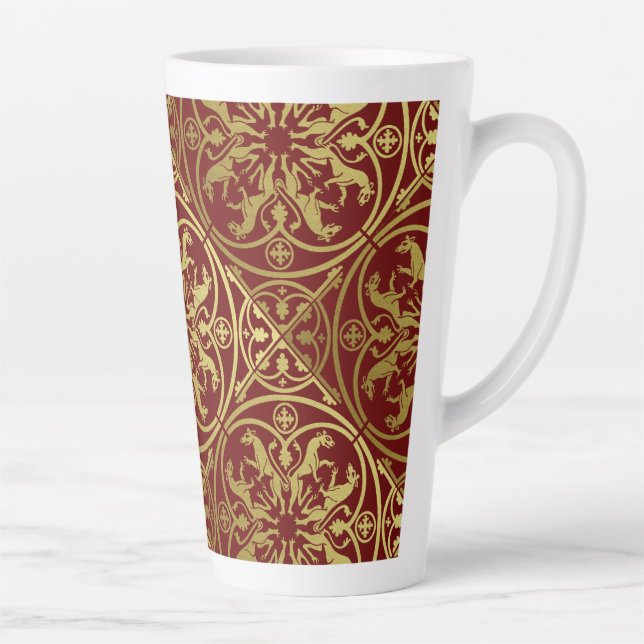 Taza De Café Latte Leopardo Metálico del León de la Heraldo del Renac (Derecha)