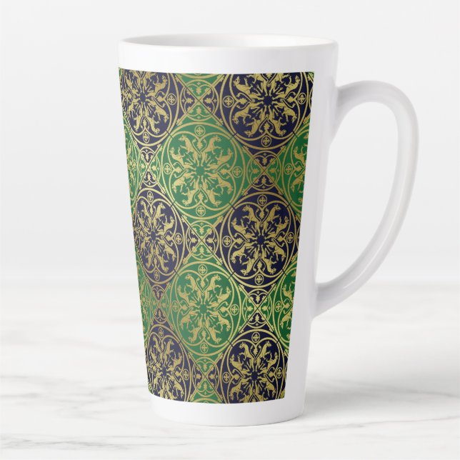 Taza De Café Latte Leopardo Metálico del León de la Heraldo del Renac (Derecha)