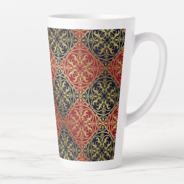 Taza De Café Latte Leopardo Metálico del León de la Heraldo del Renac (Derecha)