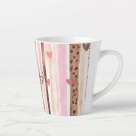 Taza De Café Latte Leopardo rosa Brown Leopard Print Hearts Stripes C