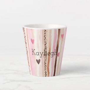 Taza De Café Latte Leopardo rosa Brown Leopard Print Hearts Stripes C
