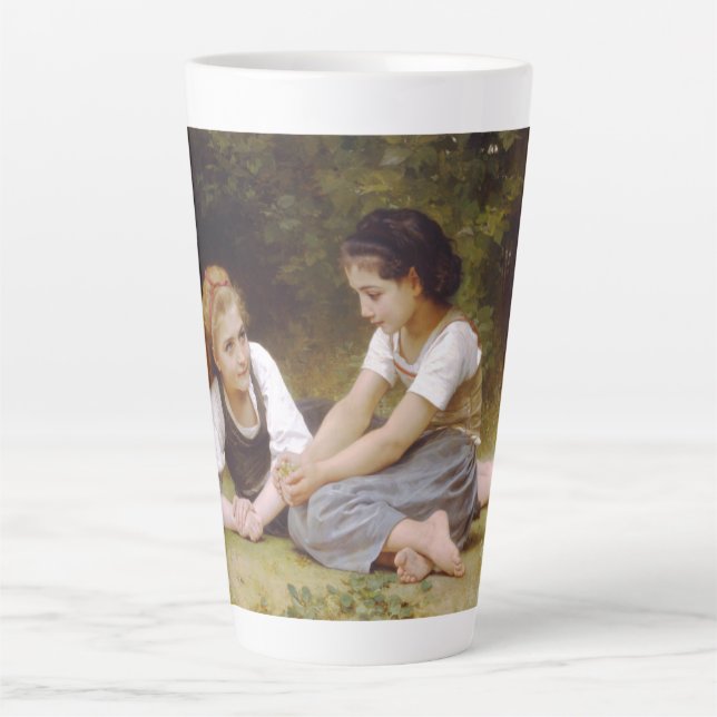 Taza De Café Latte Les Noisettes: Jóvenes Chicas recogiendo hazellana (Anverso)