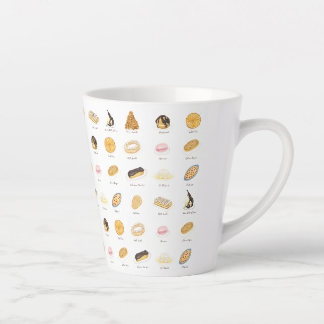 Taza De Café Latte Les Pâtisserie Françaises acuarela (Derecha)