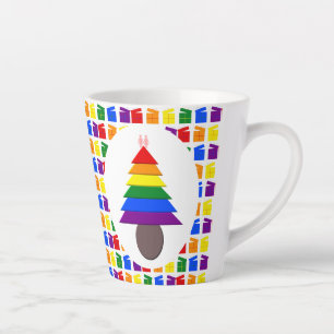 Taza De Café Latte Lesbianas arcoiris Árbol y regalo de Navidad
