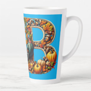 Taza De Café Latte Letra B al estilo Día de Acción de Gracias