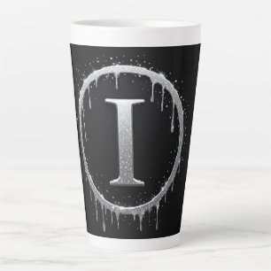 Taza De Café Latte Letra I Escarchada de Plata