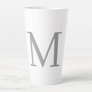 Taza De Café Latte Letra inicial gris moda monograma moderno