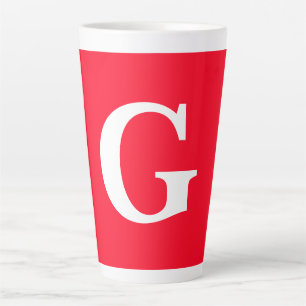 Taza De Café Latte Letra inicial monograma blanco rojo simple