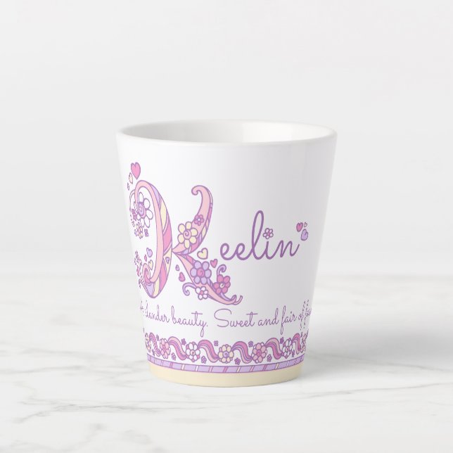 Taza De Café Latte Letra Keelin nombre K significa monograma latte mu (Anverso)
