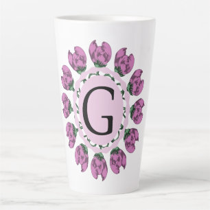 Taza De Café Latte Letra mayúscula G monograma floral