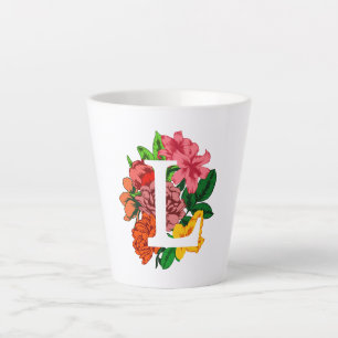 Taza De Café Latte Letra mayúscula L monograma floral