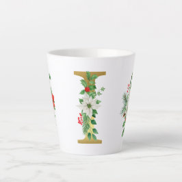 Taza De Café Latte Letra monogramada xmas latte mug-oro