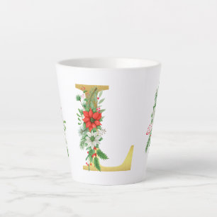 Taza De Café Latte Letra monogramada xmas latte mug-oro