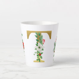 Taza De Café Latte Letra monogramada xmas latte mug-oro