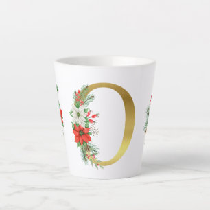Taza De Café Latte Letra monogramada xmas latte mug-oro