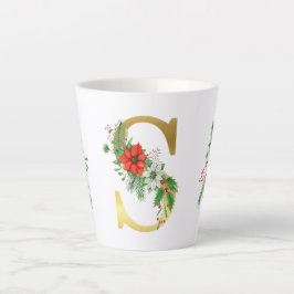 Taza De Café Latte Letra monogramada xmas latte mug-oro