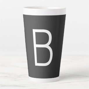 Taza De Café Latte Letra negra inicial monograma moderno