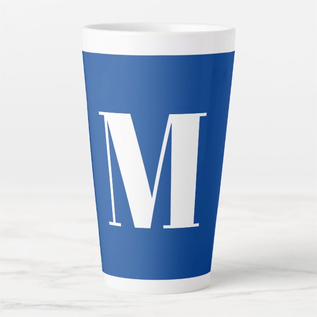 Taza De Café Latte Letra profunda azul inicial monograma moderno esti (Anverso)