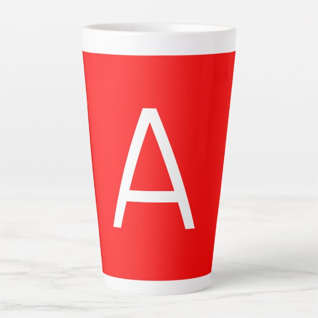 Taza De Café Latte Letra roja monograma inicial profesional (Anverso)