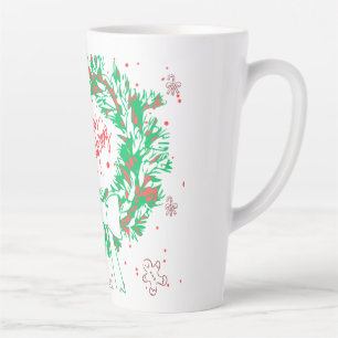 Taza De Café Latte Letras de Feliz Navidad y vacaciones de pan de jen