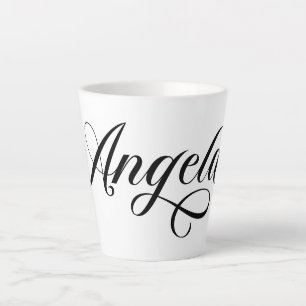 Taza De Café Latte Letras Elegantes Negras Angela