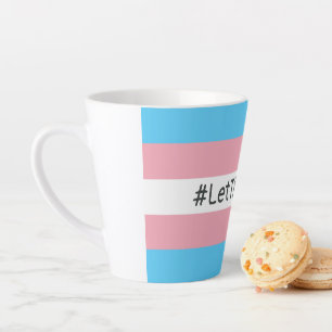 Taza De Café Latte #LetThemPlay atletas transgénero transgénero bande