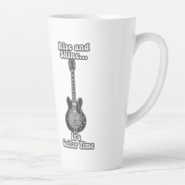 Taza De Café Latte Levántate y brilla. Es la hora de la guitarra. bla (Derecha)