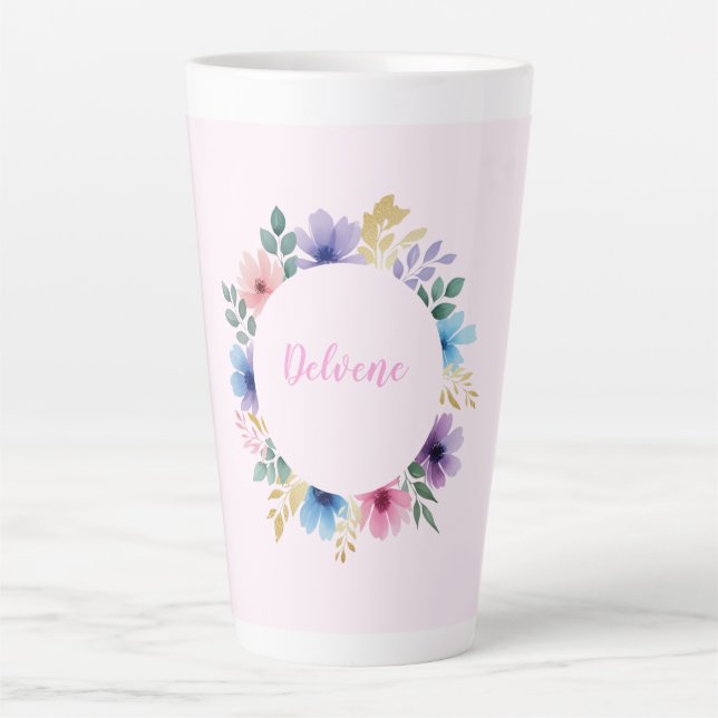 Taza De Café Latte Leyenda Floral Delicada (Anverso)