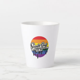 Taza De Café Latte LGBTQ divertida Suena gay, estoy adentro Arcoi