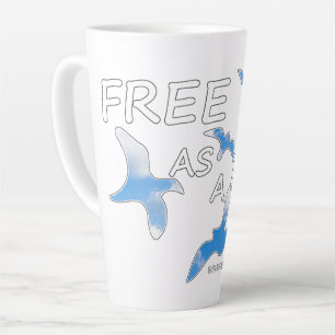 Taza De Café Latte Libre como pájaro