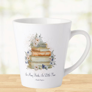 Taza De Café Latte Libros de citas personalizadas flores azules beige
