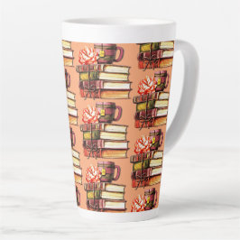 Taza De Café Latte Libros De Engranaje Y Té