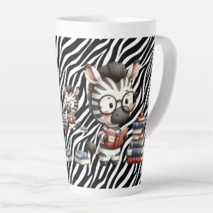 Taza De Café Latte Libros de lectura de cebra.