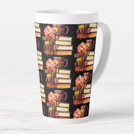 Taza De Café Latte Libros Negros Y Té