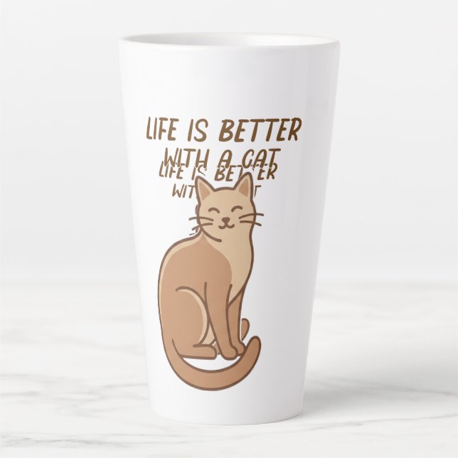 Taza De Café Latte Life Is Better With a Cat – Cute Cat Lover Design (Anverso)