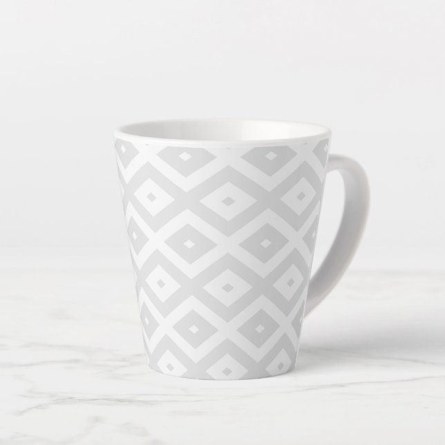 Taza De Café Latte Light grey and white diamond pattern (Ángulo derecho)