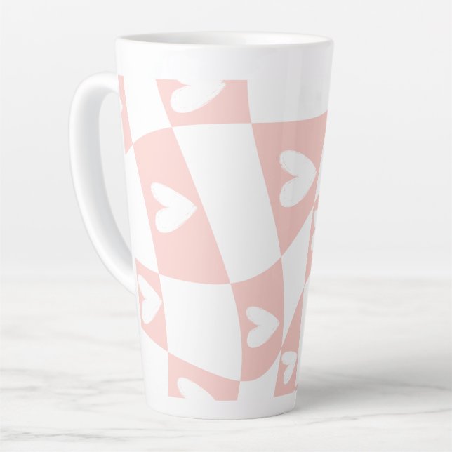 Taza De Café Latte Light Pink Abstract Heart Mug – Minimal Aesthetic  (Ángulo izquierdo)