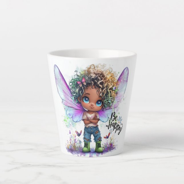 Taza De Café Latte Lil' Fairy Be Happy Latte Mug (Anverso)