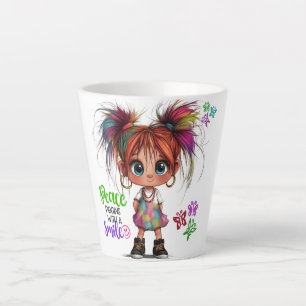 Taza De Café Latte Lil Quirky Chica Smile Latte Mug