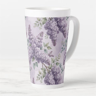 Taza De Café Latte Lilas Flores de Lilas Verde Salvia Lavanda Polvori