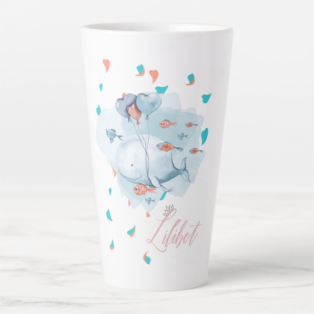 Taza De Café Latte Lilibet nombrados regalos mágicos de BALLENA para  (Anverso)