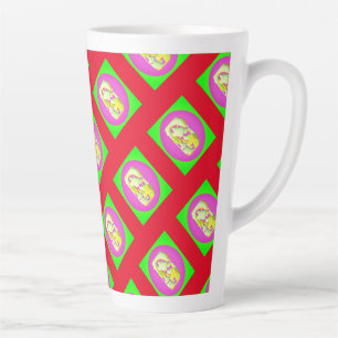 Taza De Café Latte Lime Verde y colores violeta vivos