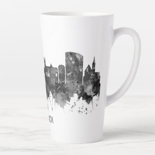 Taza De Café Latte Limerick Ireland Skyline BW (Derecha)
