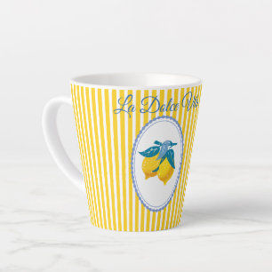 Taza De Café Latte Limones Amarillos de Amalfi Estilo Mediterráneo